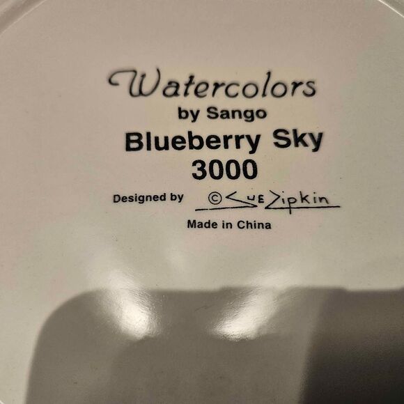 Watercolors by Sango Blueberry Sky 3000 2 Salad Plates 7 7/8"  by Sue Zipkin - Picture 6 of 7